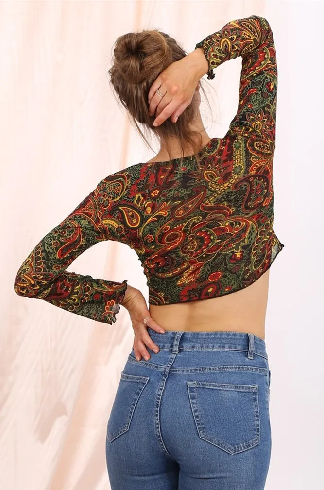 Morgan cropped top in paisley print