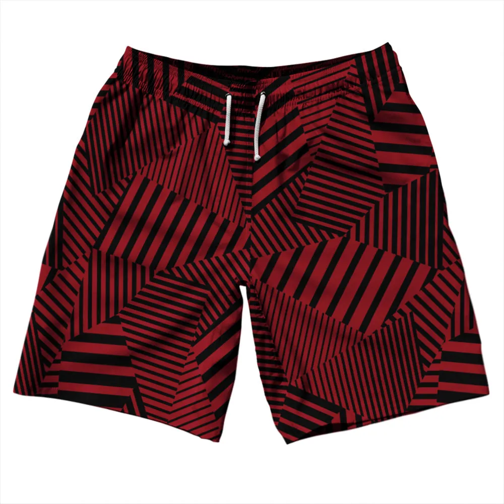 Multiple Lines Pattern 10" Swim Shorts Made in USA