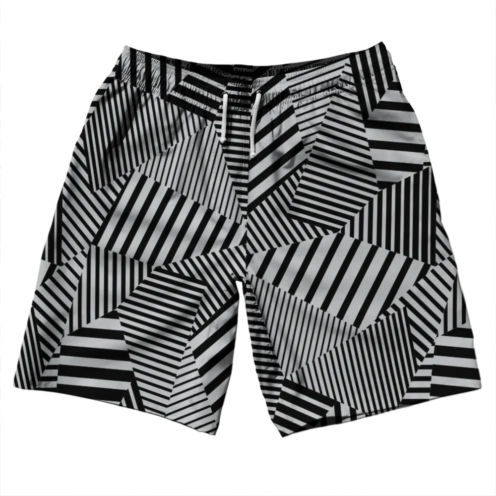 Multiple Lines Pattern 10" Swim Shorts Made in USA
