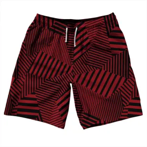 Multiple Lines Pattern 10" Swim Shorts Made in USA