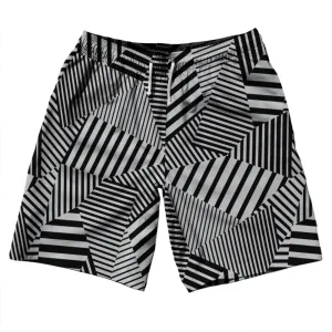Multiple Lines Pattern 10" Swim Shorts Made in USA