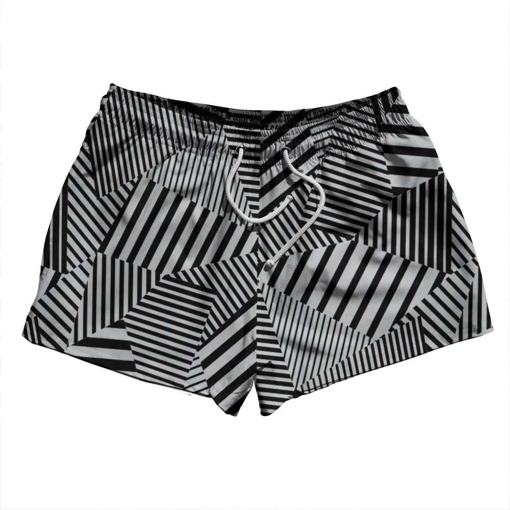 Multiple Lines Pattern 2.5" Swim Shorts Made in USA