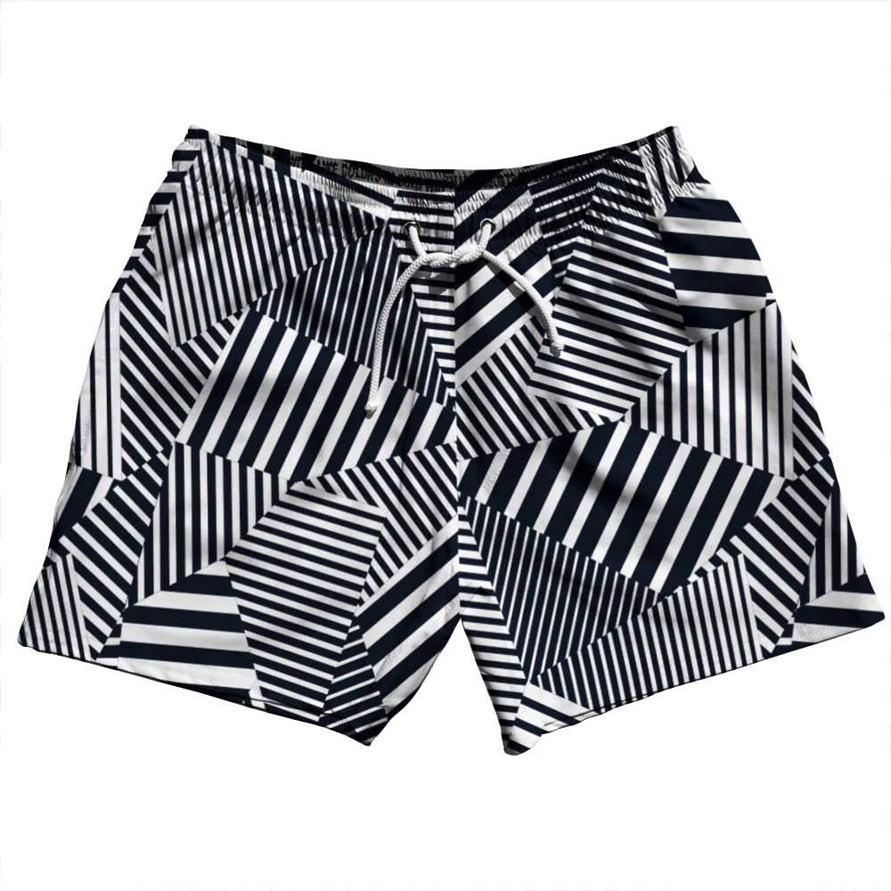 Multiple Lines Pattern 5" Swim Shorts Made in USA