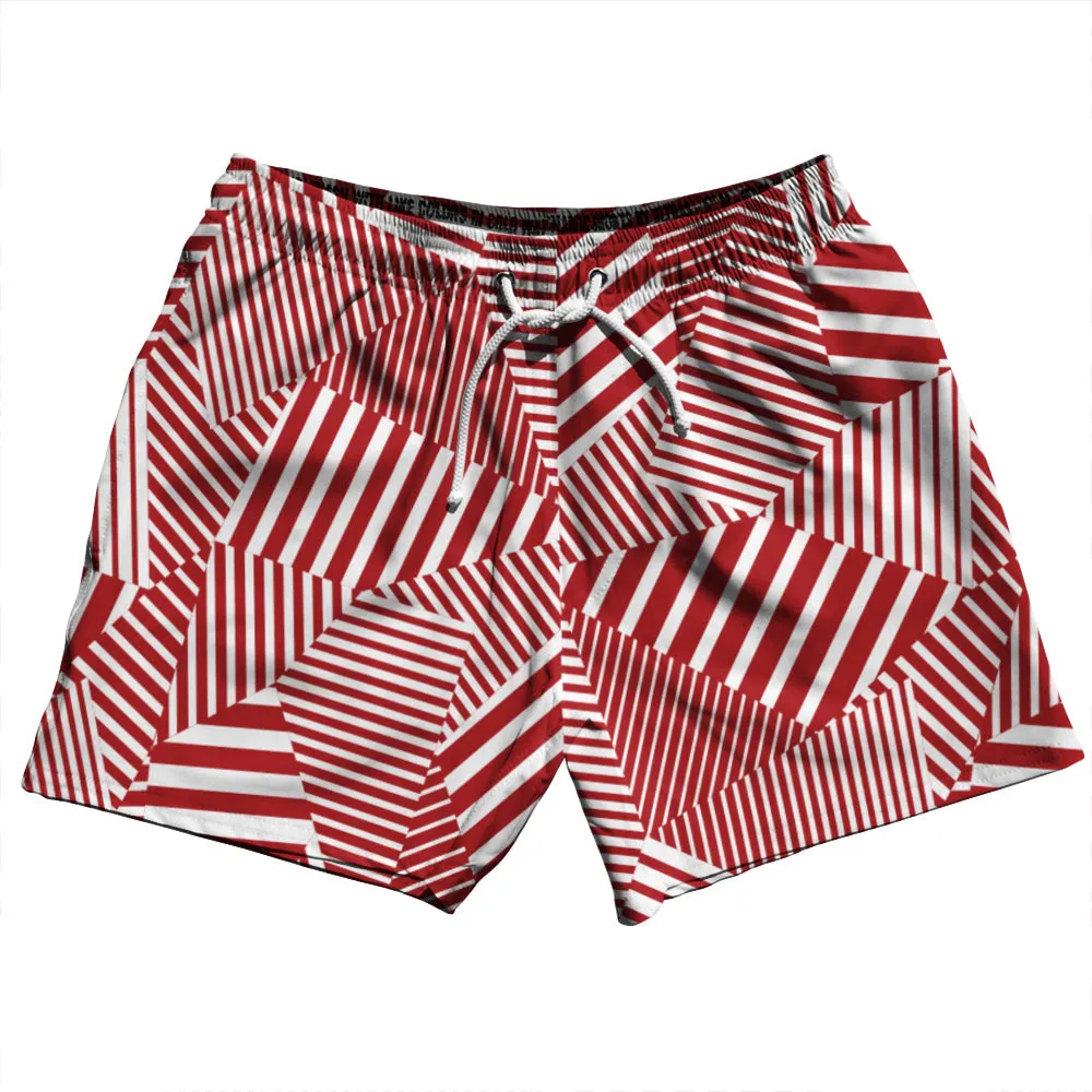 Multiple Lines Pattern 5" Swim Shorts Made in USA