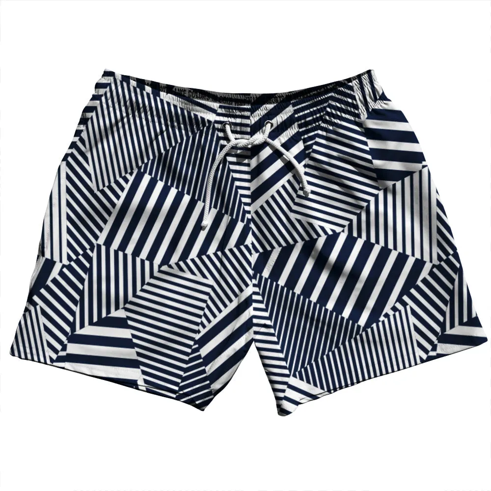 Multiple Lines Pattern 5" Swim Shorts Made in USA