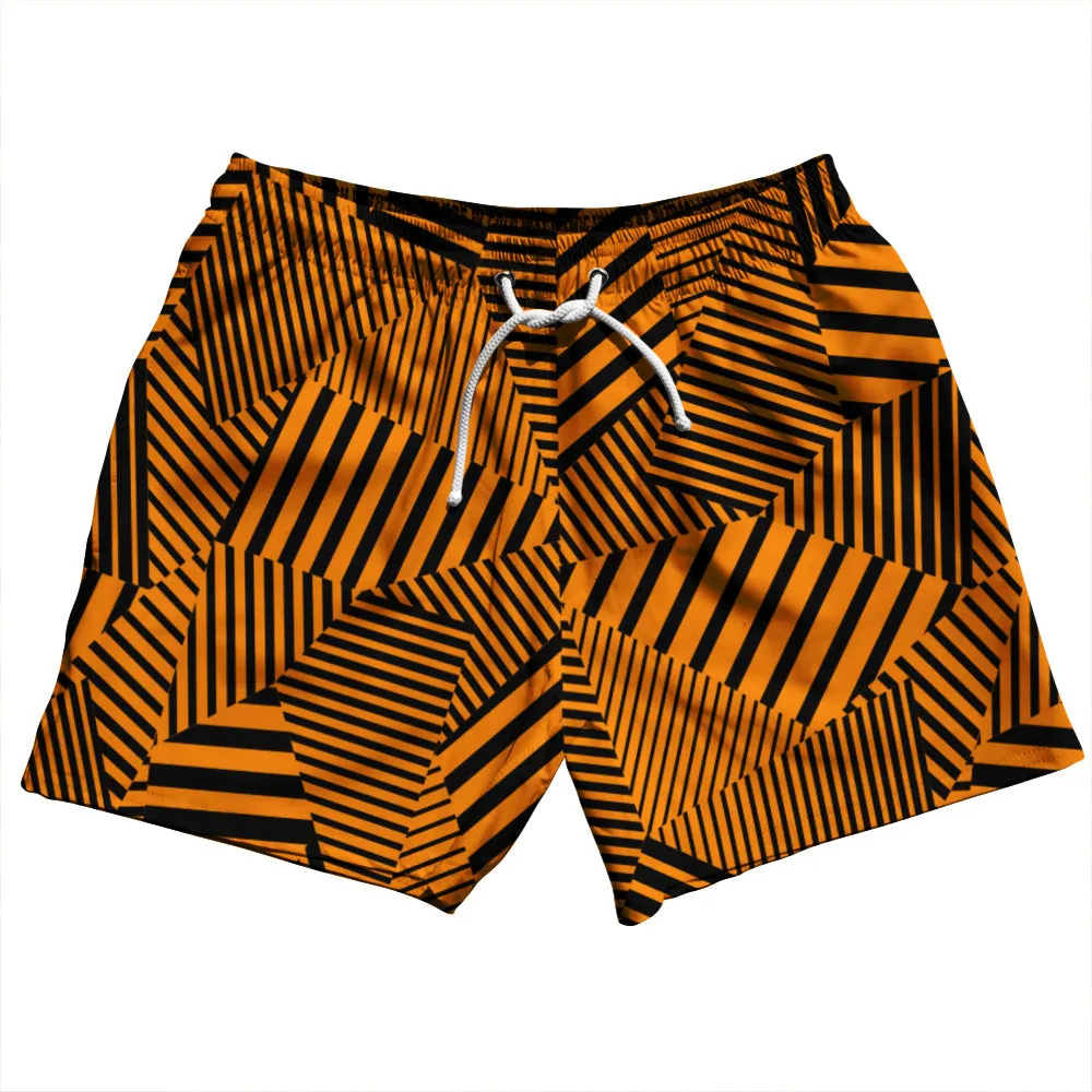 Multiple Lines Pattern 5" Swim Shorts Made in USA