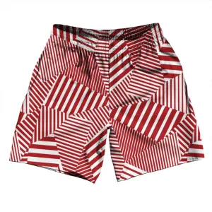 Multiple Lines Pattern Athletic Running Fitness Exercise Shorts 7" Inseam Shorts Made In USA
