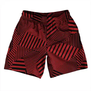 Multiple Lines Pattern Athletic Running Fitness Exercise Shorts 7" Inseam Shorts Made In USA