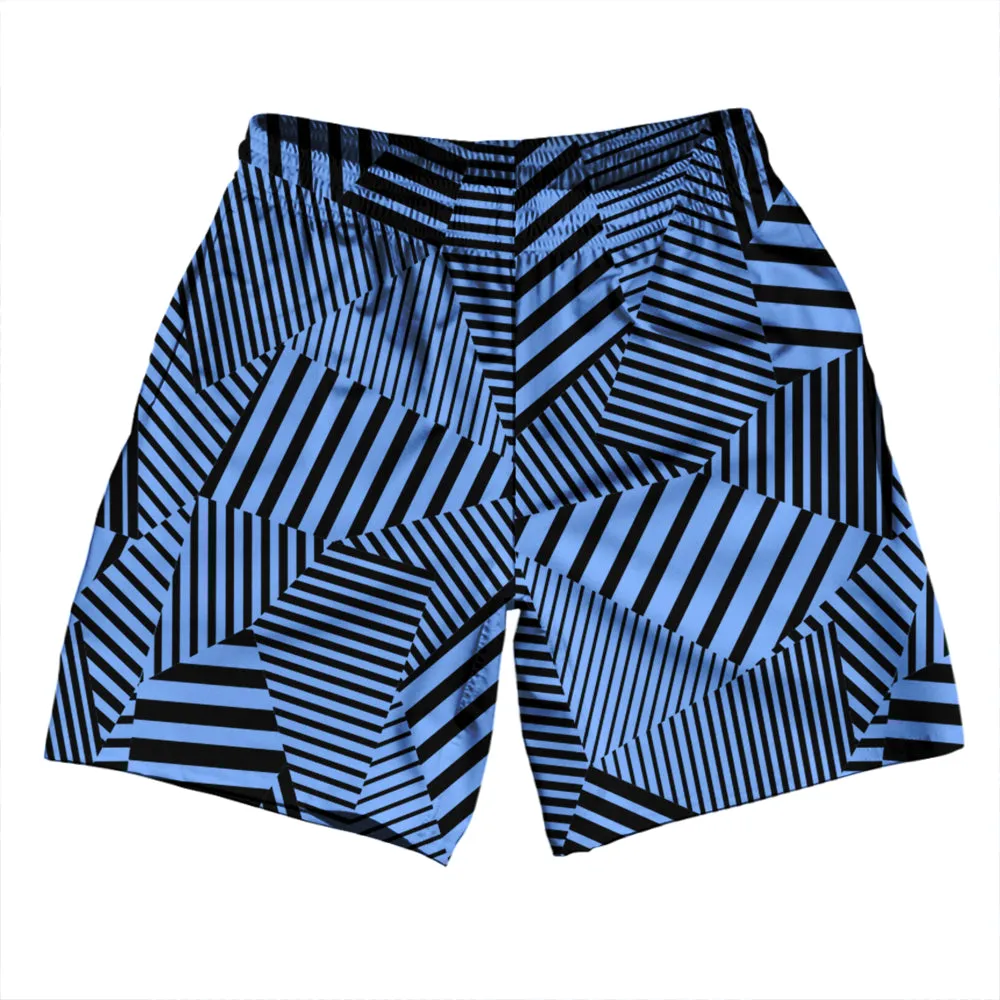 Multiple Lines Pattern Athletic Running Fitness Exercise Shorts 7" Inseam Shorts Made In USA