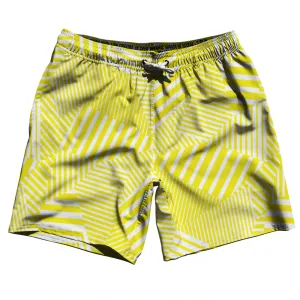 Multiple Lines Pattern Swim Shorts 7" Made in USA