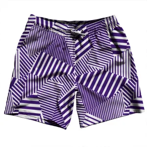 Multiple Lines Pattern Swim Shorts 7" Made in USA