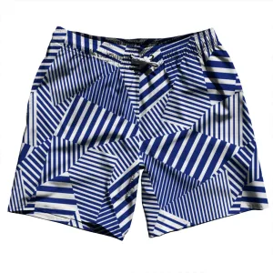 Multiple Lines Pattern Swim Shorts 7" Made in USA