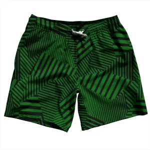 Multiple Lines Pattern Swim Shorts 7" Made in USA