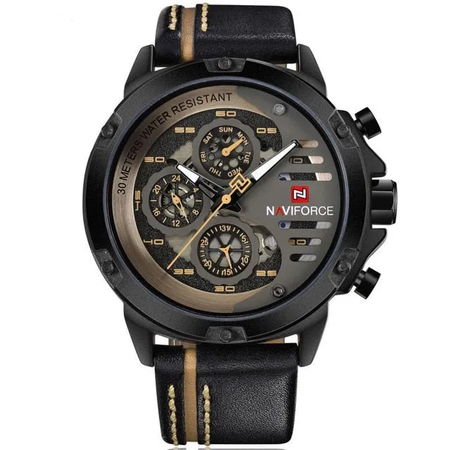 Naviforce Men's Leather Sports Watch