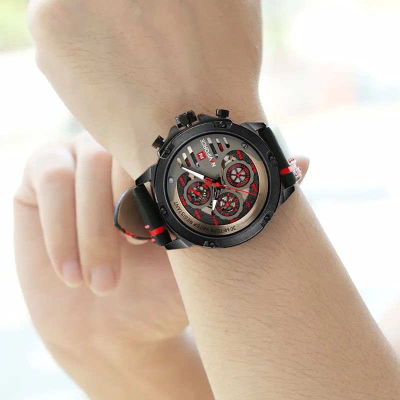 Naviforce Men's Leather Sports Watch