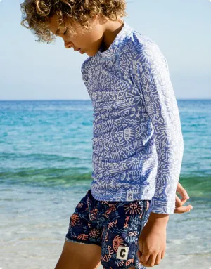 Navy Tribal Swim Shorts