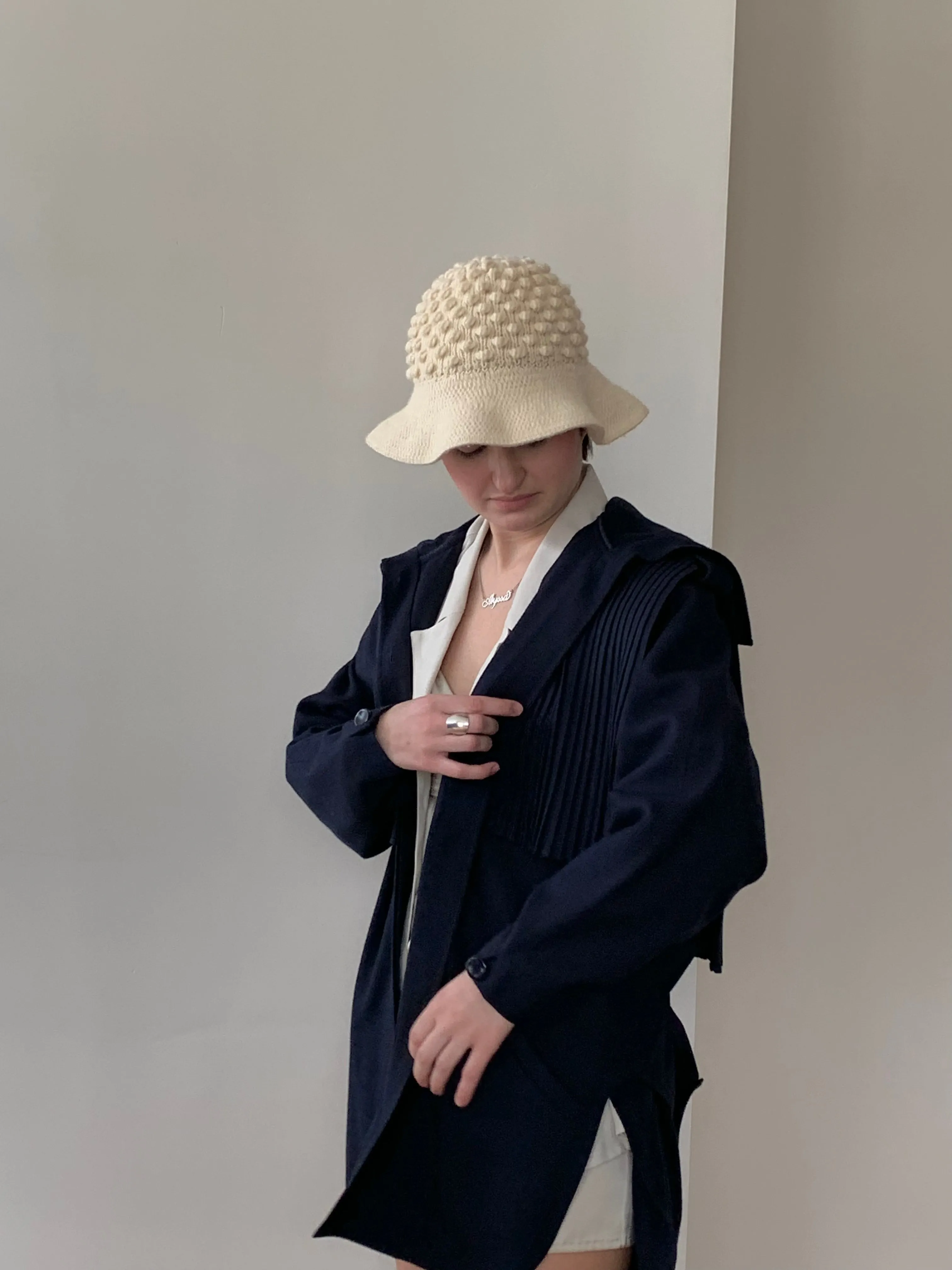 Navy wool shirt jacket