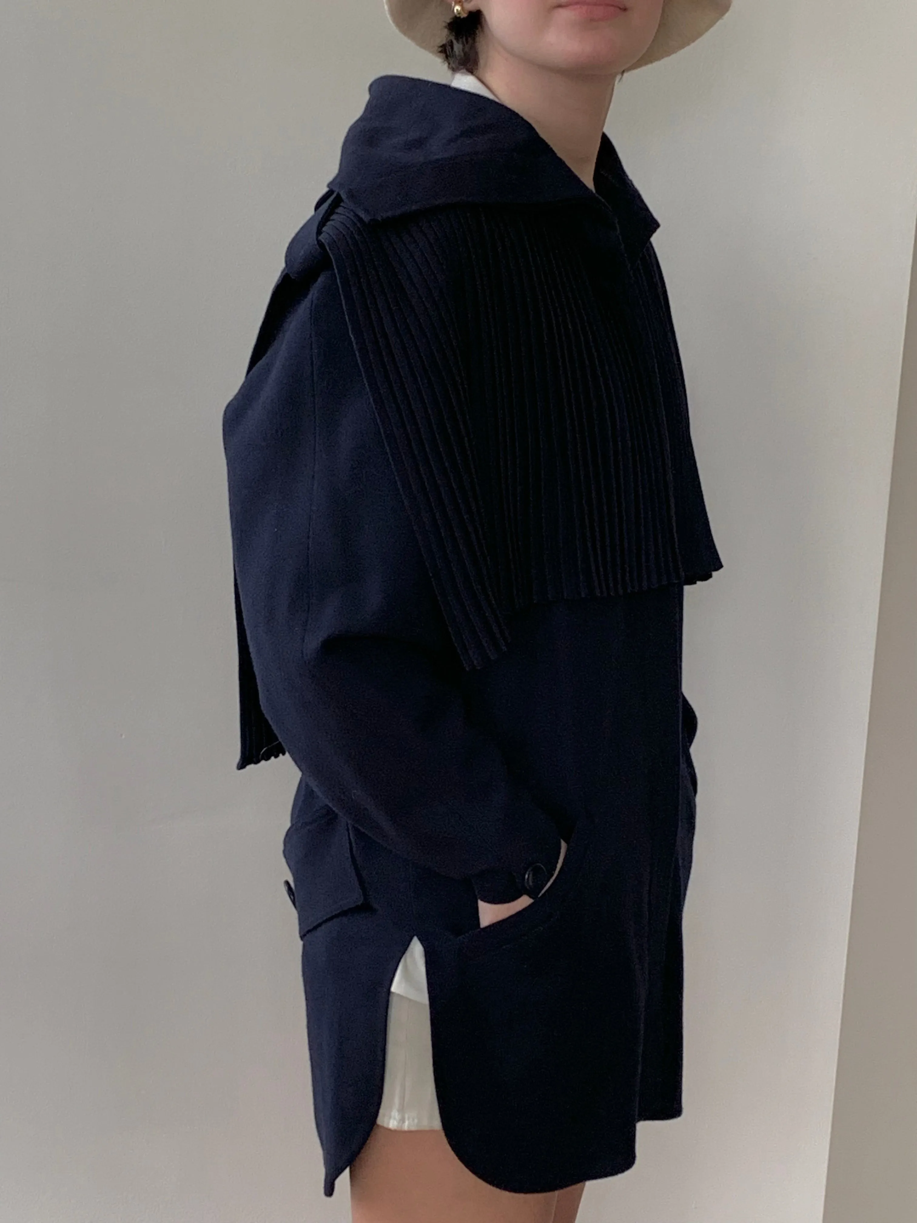 Navy wool shirt jacket