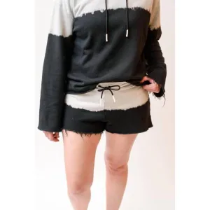 NEW ASKK NY dip dye sweat short in black/grey multi