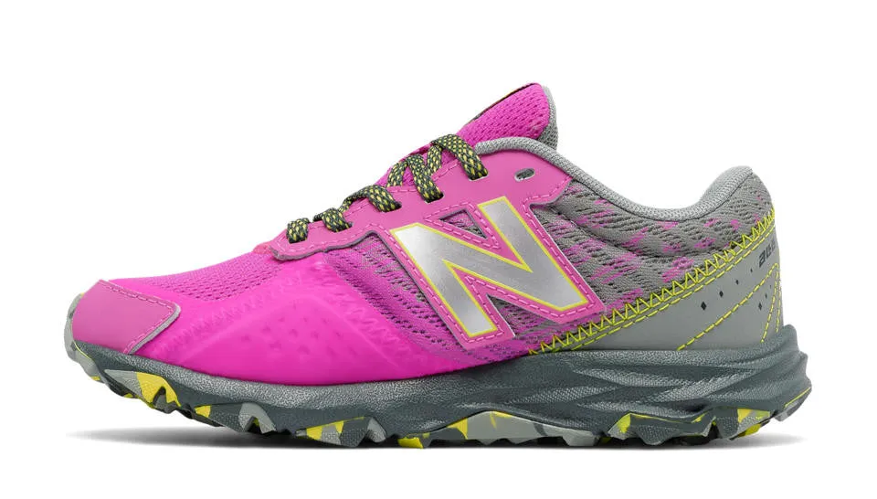New Balance Fluorescent Pink with Grey 690v2 Children's/Youth Wide Trail Sneaker