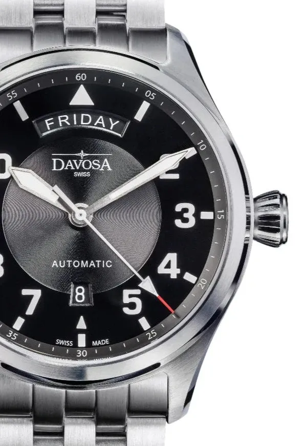 Newton Day-Date Automatic 44mm Black Pilot Watch 16158550