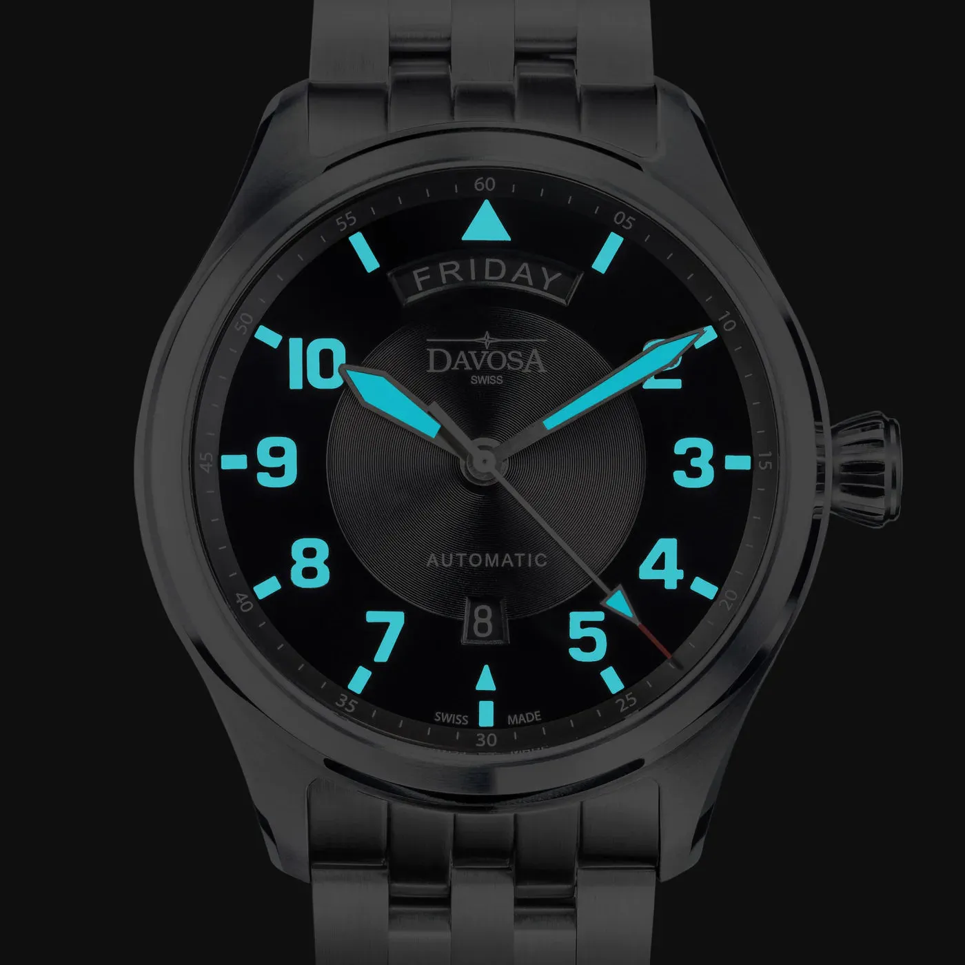 Newton Day-Date Automatic 44mm Black Pilot Watch 16158550
