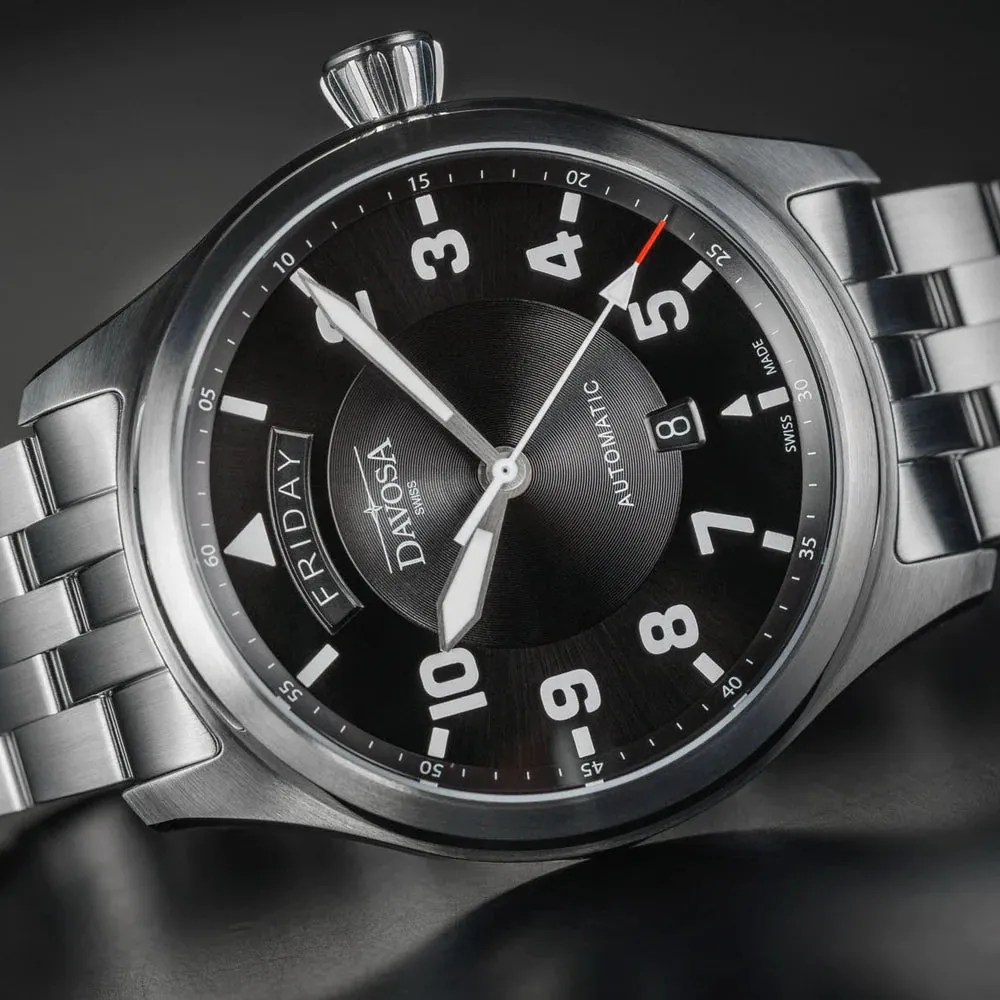 Newton Day-Date Automatic 44mm Black Pilot Watch 16158550