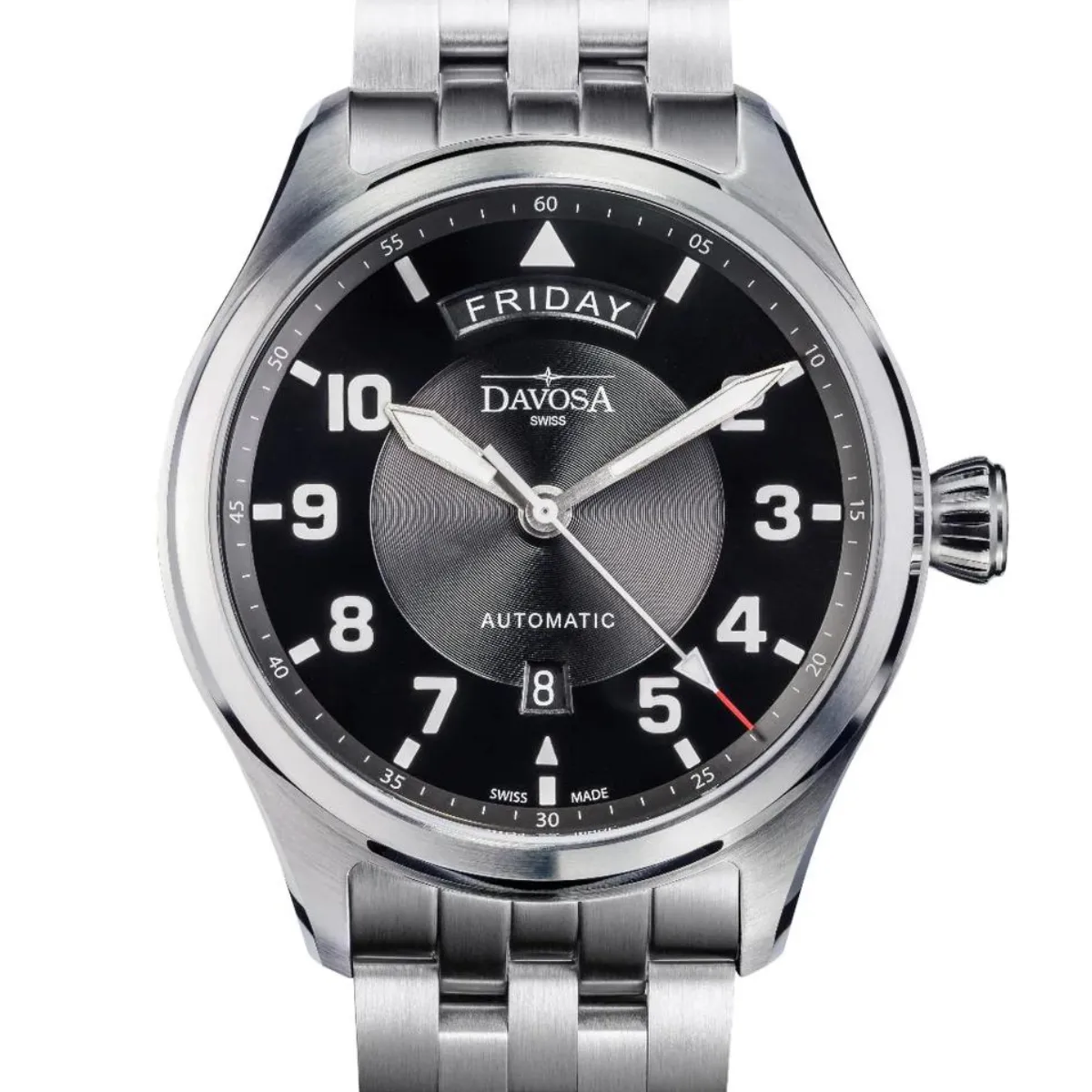 Newton Day-Date Automatic 44mm Black Pilot Watch 16158550