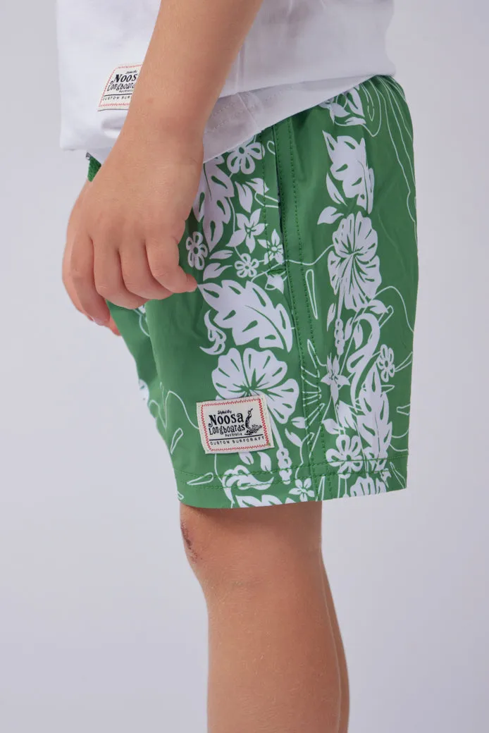 NL Kids Hibiscus Panel Swim Shorts Green