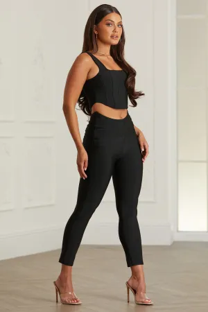 NORA Black - Black crop top and pants set