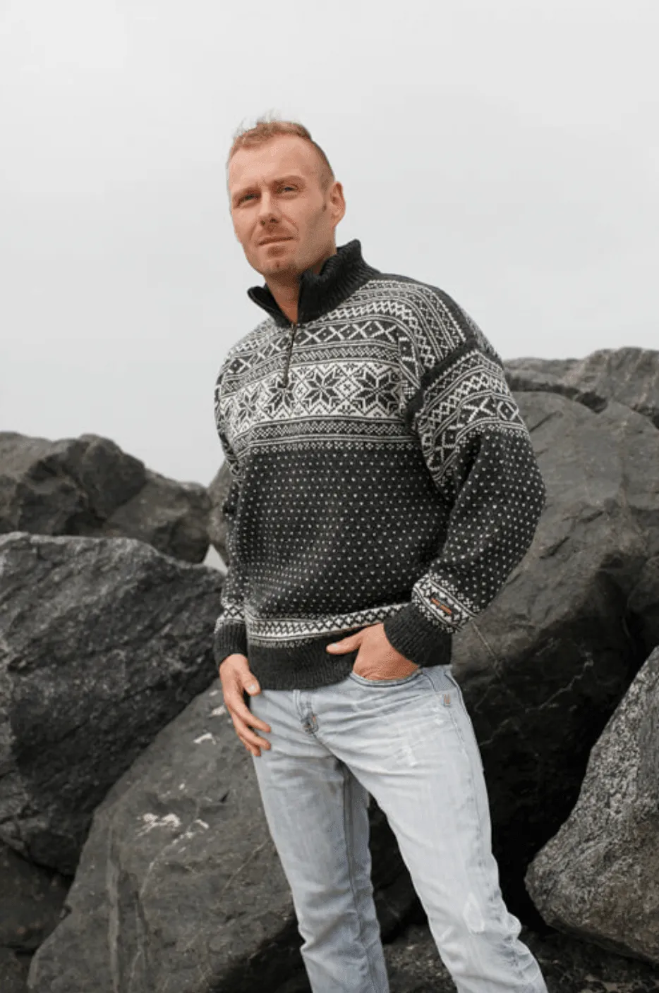 Norsk Mens Bergen Jumper - Marine or anthracite