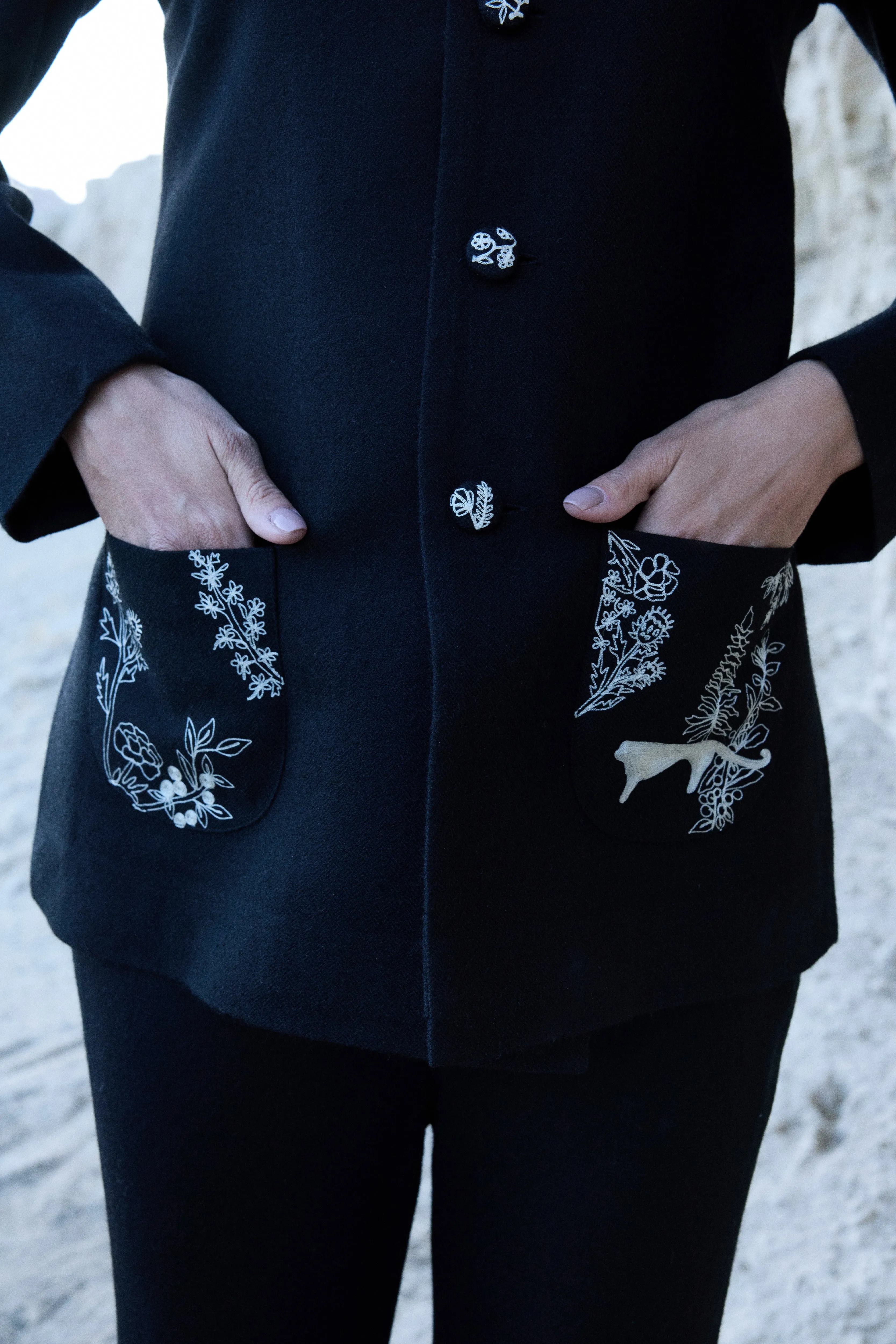 Nubra Woollen Top Jacket (Black)
