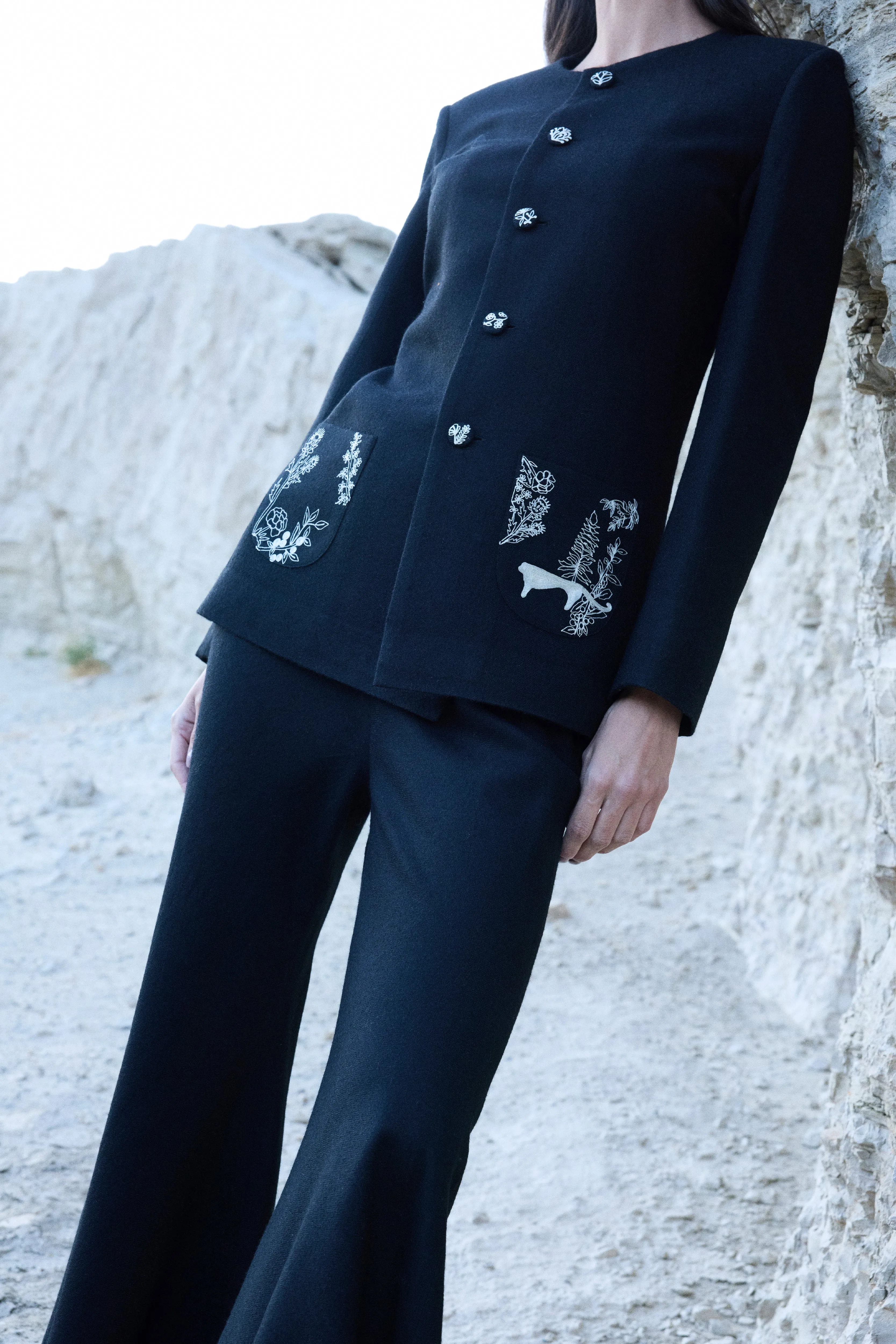 Nubra Woollen Top Jacket (Black)