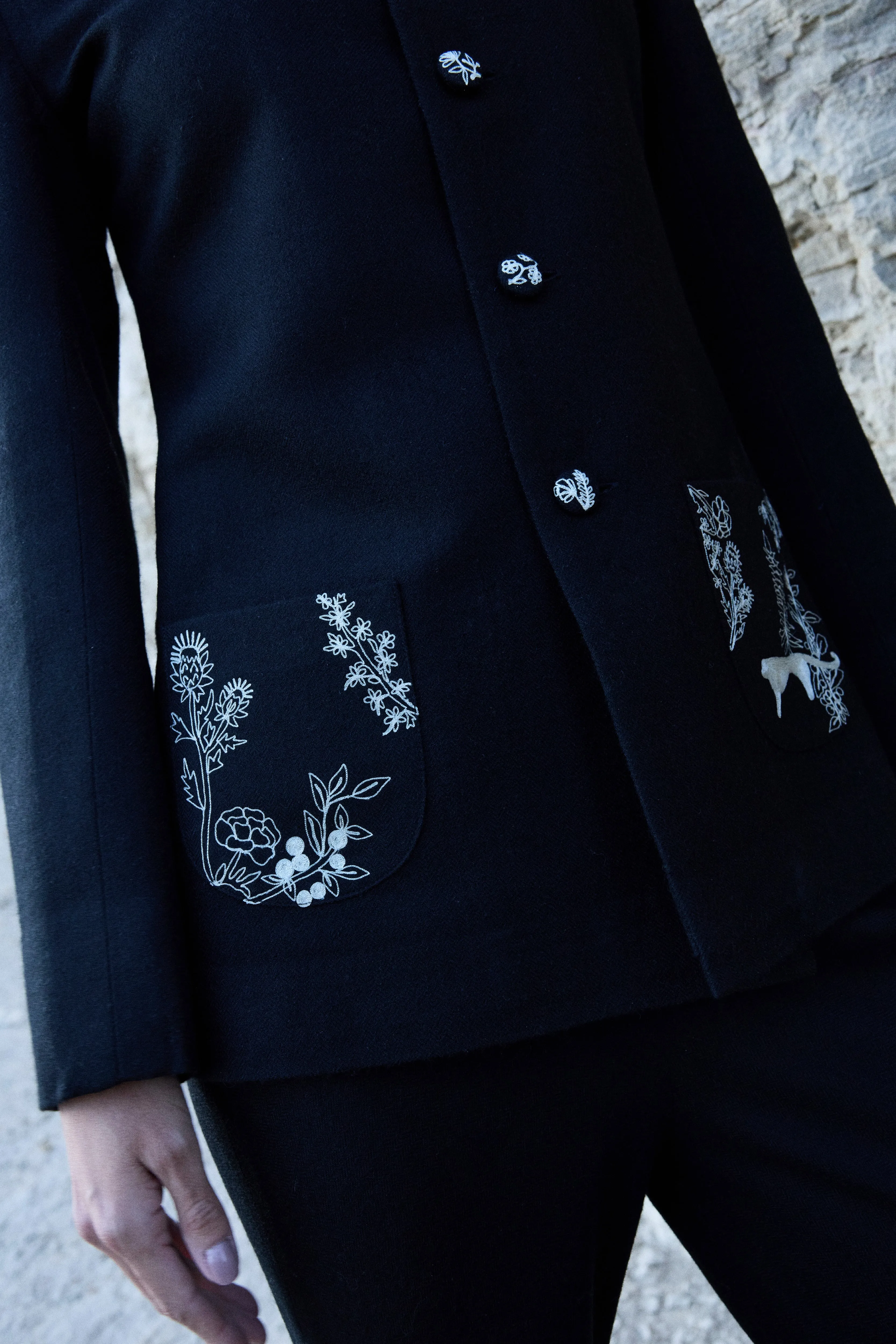 Nubra Woollen Top Jacket (Black)