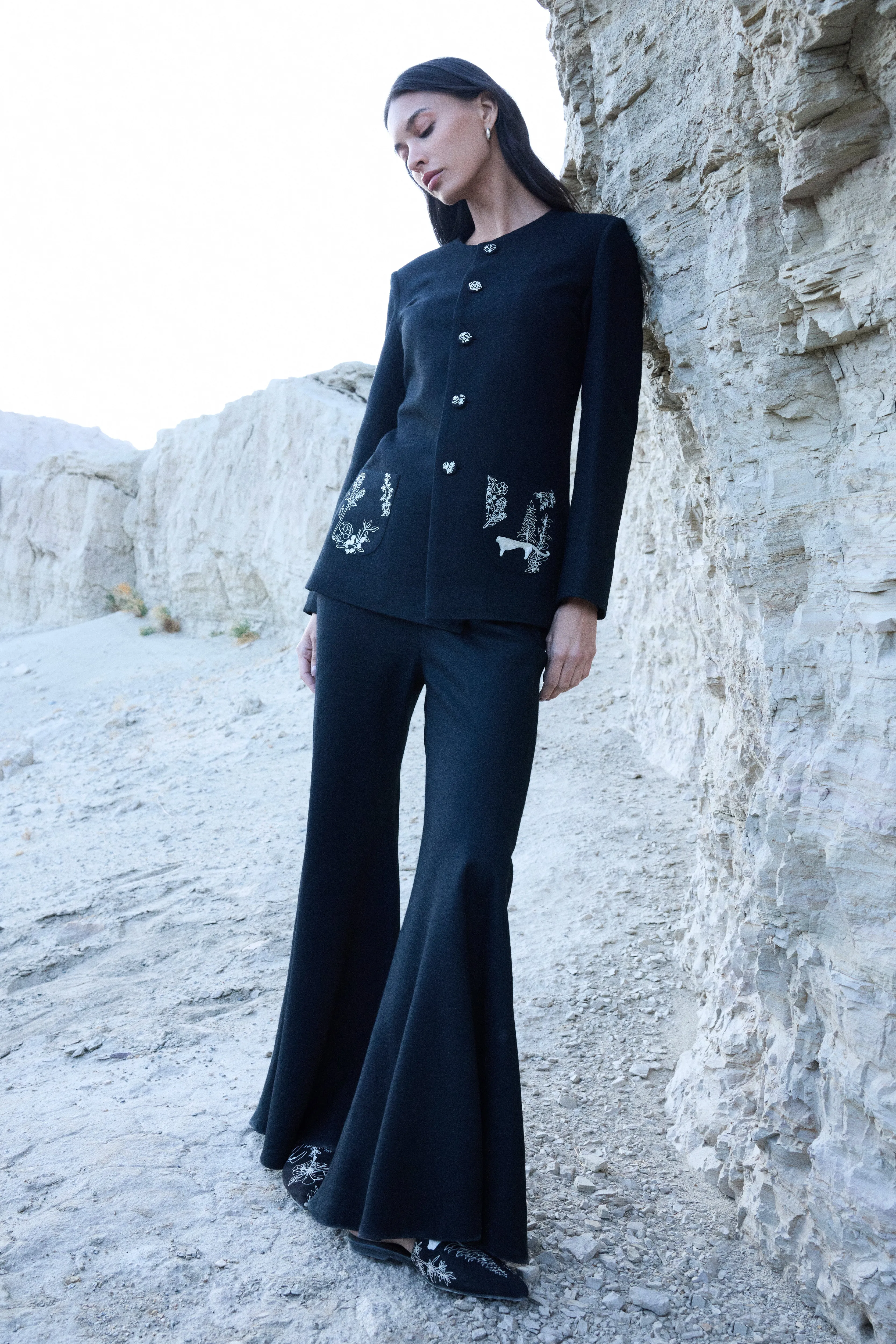 Nubra Woollen Top Jacket (Black)