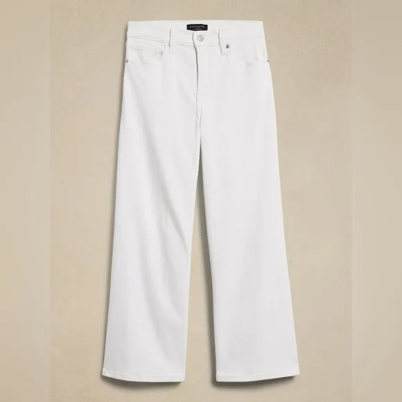NWT! Banana Republic Pure White High-Rise Wide-Leg Crop Jean - Multiple 💙