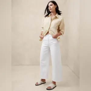 NWT! Banana Republic Pure White High-Rise Wide-Leg Crop Jean - Multiple 💙