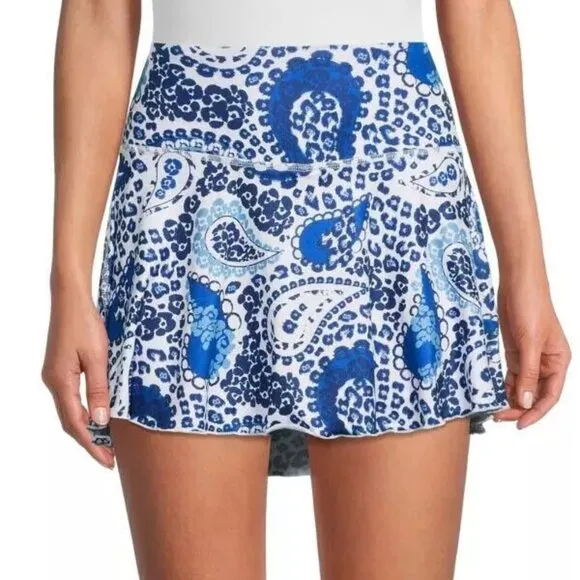 NWT Gottex Blue Paisley Athletic Golf &amp; Tennis Navy Drops Skort