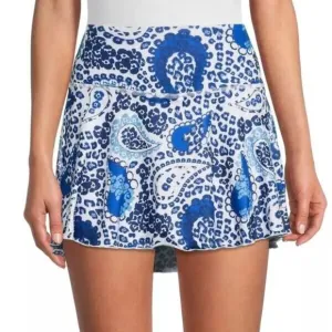 NWT Gottex Blue Paisley Athletic Golf &amp; Tennis Navy Drops Skort