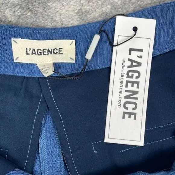 NWT L’Agence Pleat Front Chino Shorts Blue High Rise Daisy Dukes Sz 2