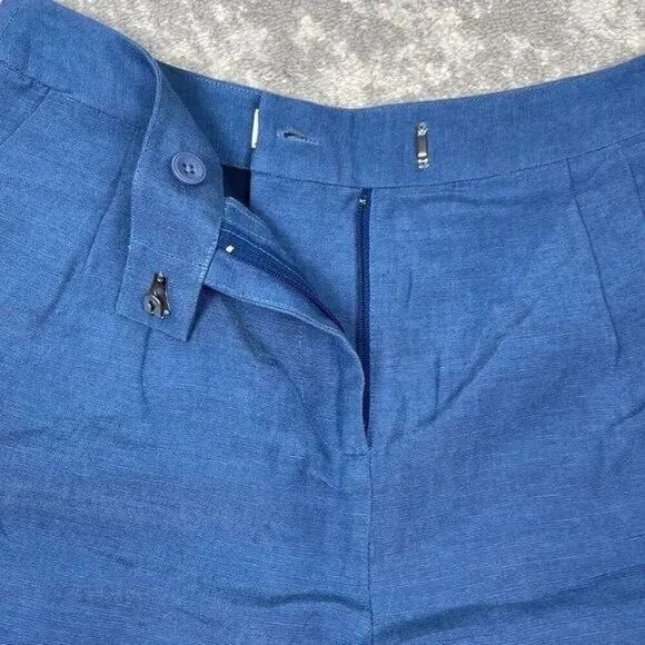 NWT L’Agence Pleat Front Chino Shorts Blue High Rise Daisy Dukes Sz 2