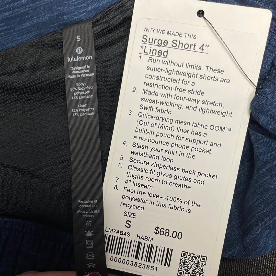 NWT Lululemon Men's Athletic Shorts Size Small