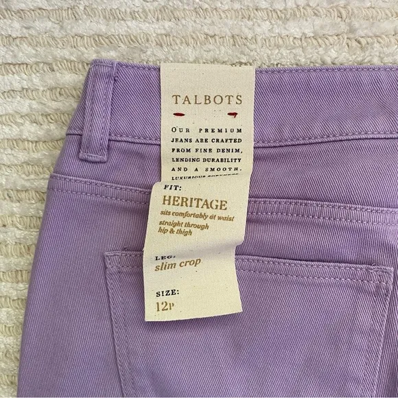NWT Talbots Heritage Slim Crop lavender jeans