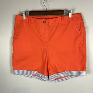 NWT Talbots Relaxed Chino Shorts 7&quot; Inseam Bright Orange / Pink Color Size 8