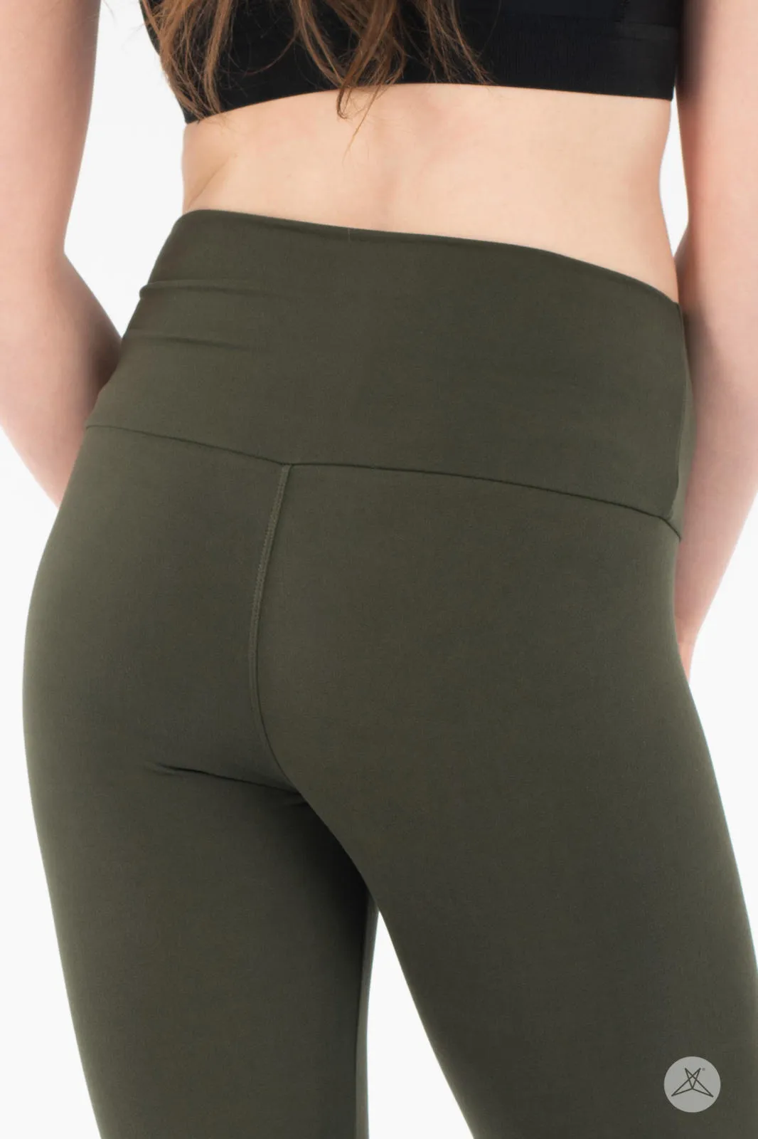Olive Wide Waistband Crops