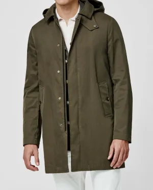 Olmetex Olive Water-Repellent Cotton Blend Twill Windbreaker
