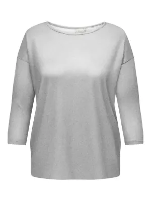 Only Carmakoma Ladies Plus Size Caralba regular Fit 3/4 Top-LT GREY MEL
