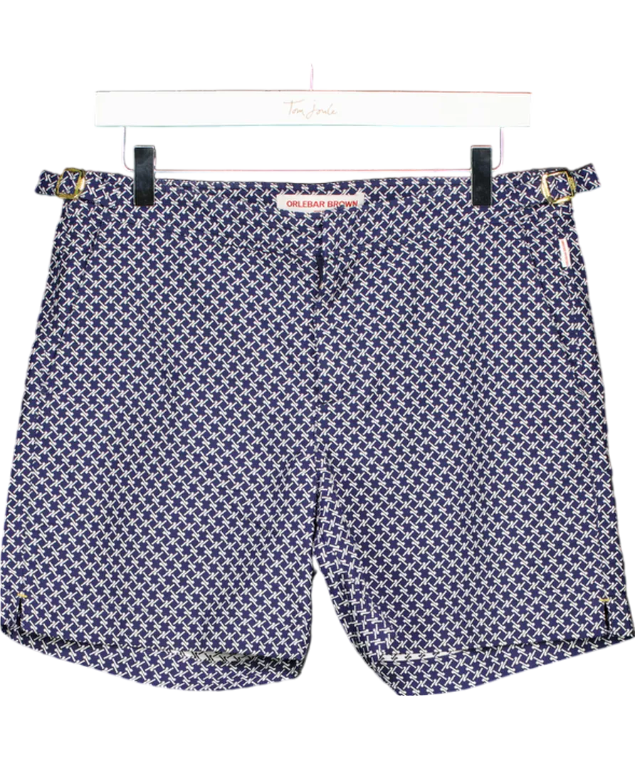 Orlebar Brown Blue Night Iris/cloud Seglas Jacquard Mid-length Swim Shorts W31