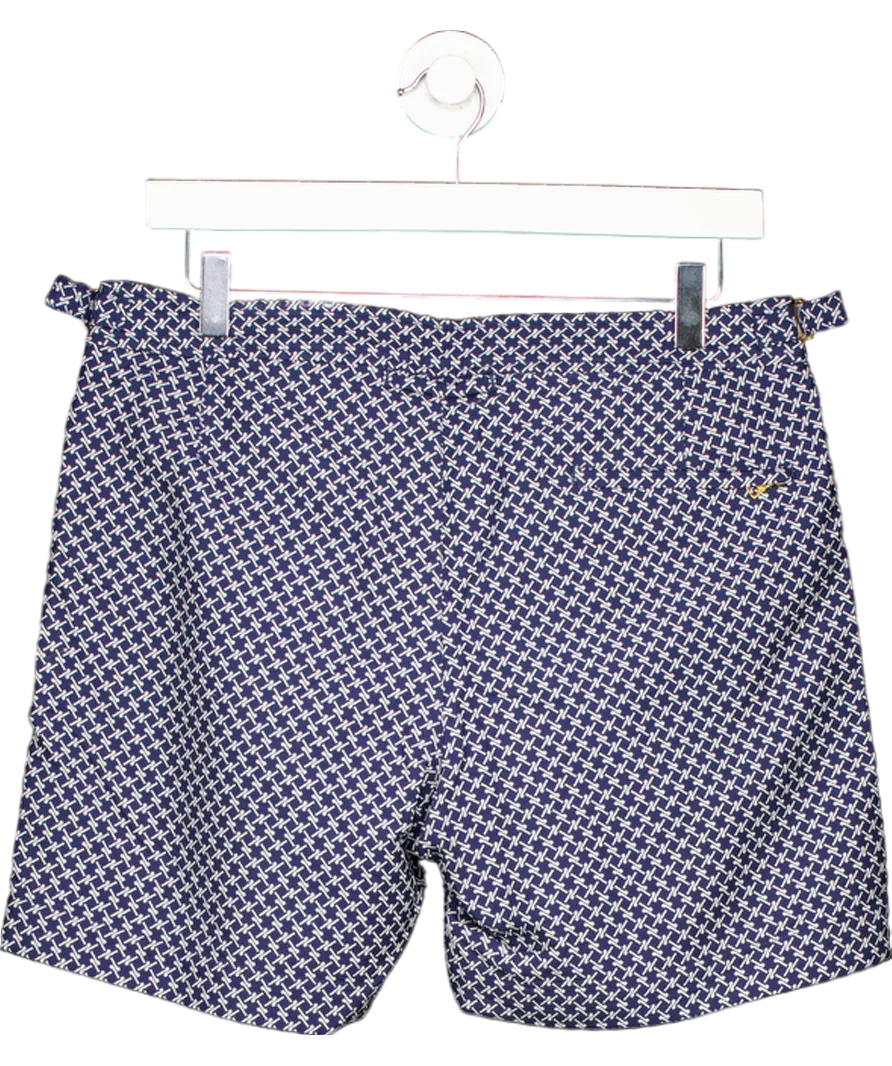 Orlebar Brown Blue Night Iris/cloud Seglas Jacquard Mid-length Swim Shorts W31
