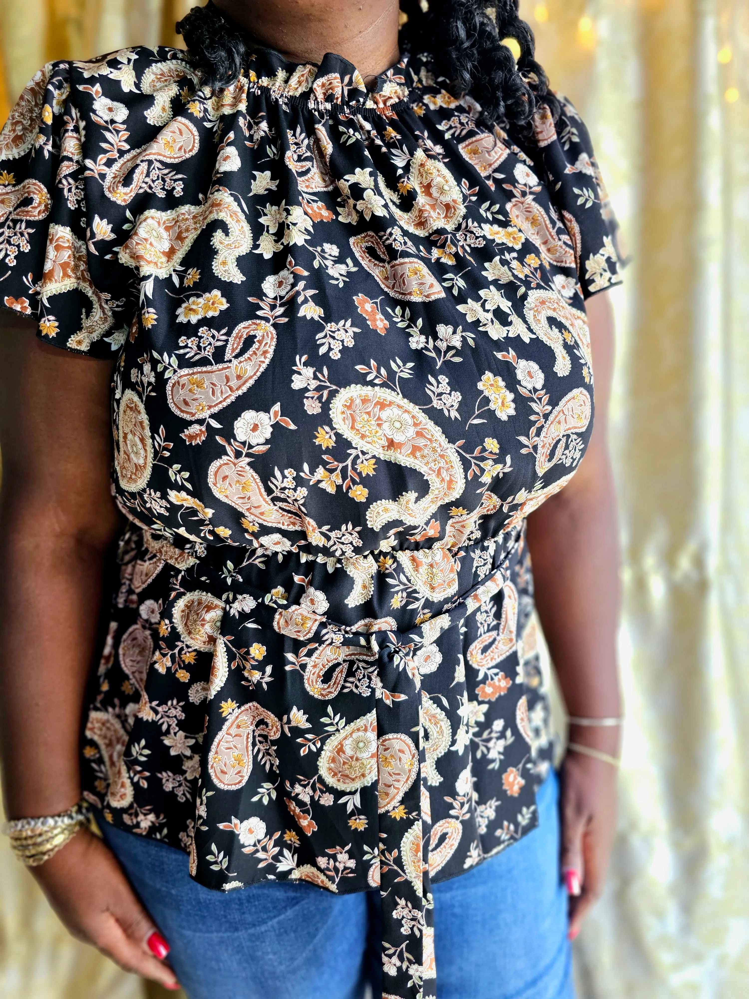 Paisley Print Plus Top